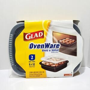 Vtg Glad Overware 9"x12" Pans w/ Lids 2 PK Discontinued 2001